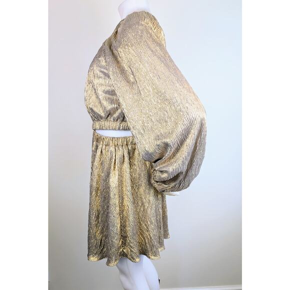 NEW Vici Summer of Diane Gold One Shoulder Waist Cutout Minidress Size Medium - Picture 6 of 11